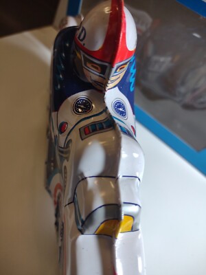 Jouet Moto Police Usagiya Japon 1960 - Friction, Tôle, 24cm, Superbe état Avec Boîte