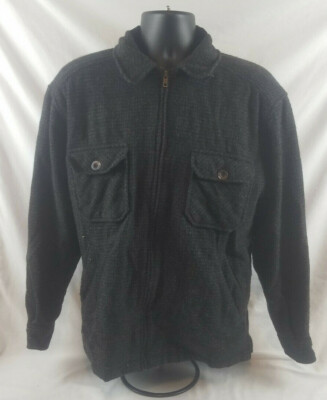 St Johns Bay Men's Black Medium Wool Blend Coat Jacket WPL 11935