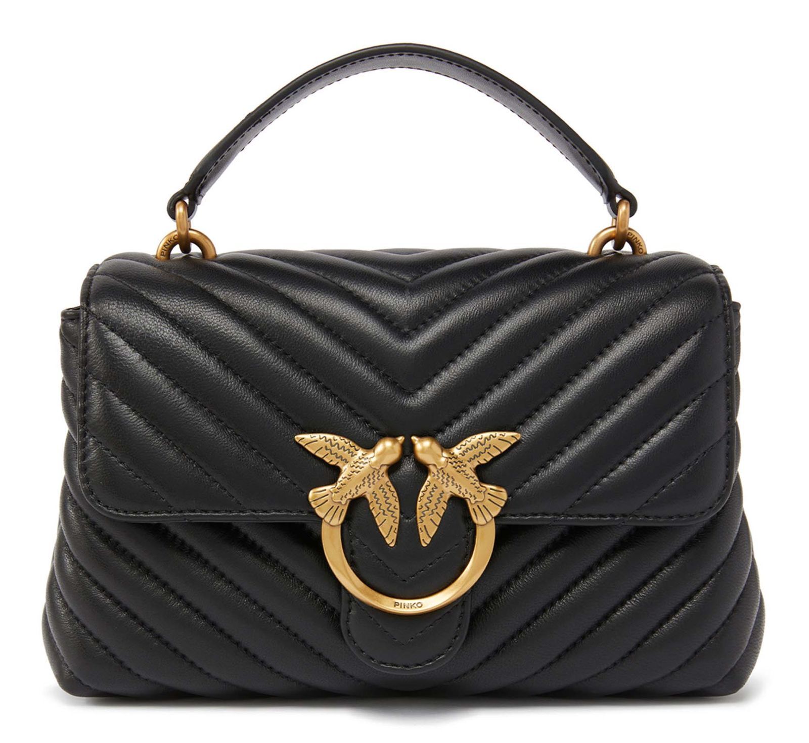 PINKO Black Calf Leather Bos Taurus Handbag - Image 2