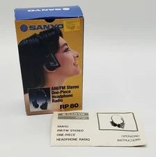 Sanyo Model RP 80 AM/FM Radio STEREO Folding Headphones BOX & INSTRUCTIONS ONLY
