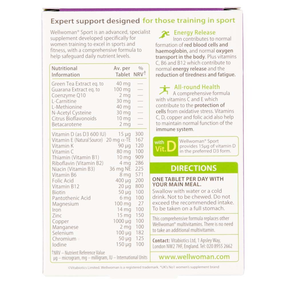 2 X Vitabiotics Wellwoman Sport 2x 30 Tablets Exp 02/2021 28  