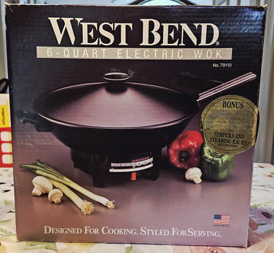 West Bend Electric Wok 6 Qt Tempura/Steaming Rack Model 79110 USA Vintage 1992