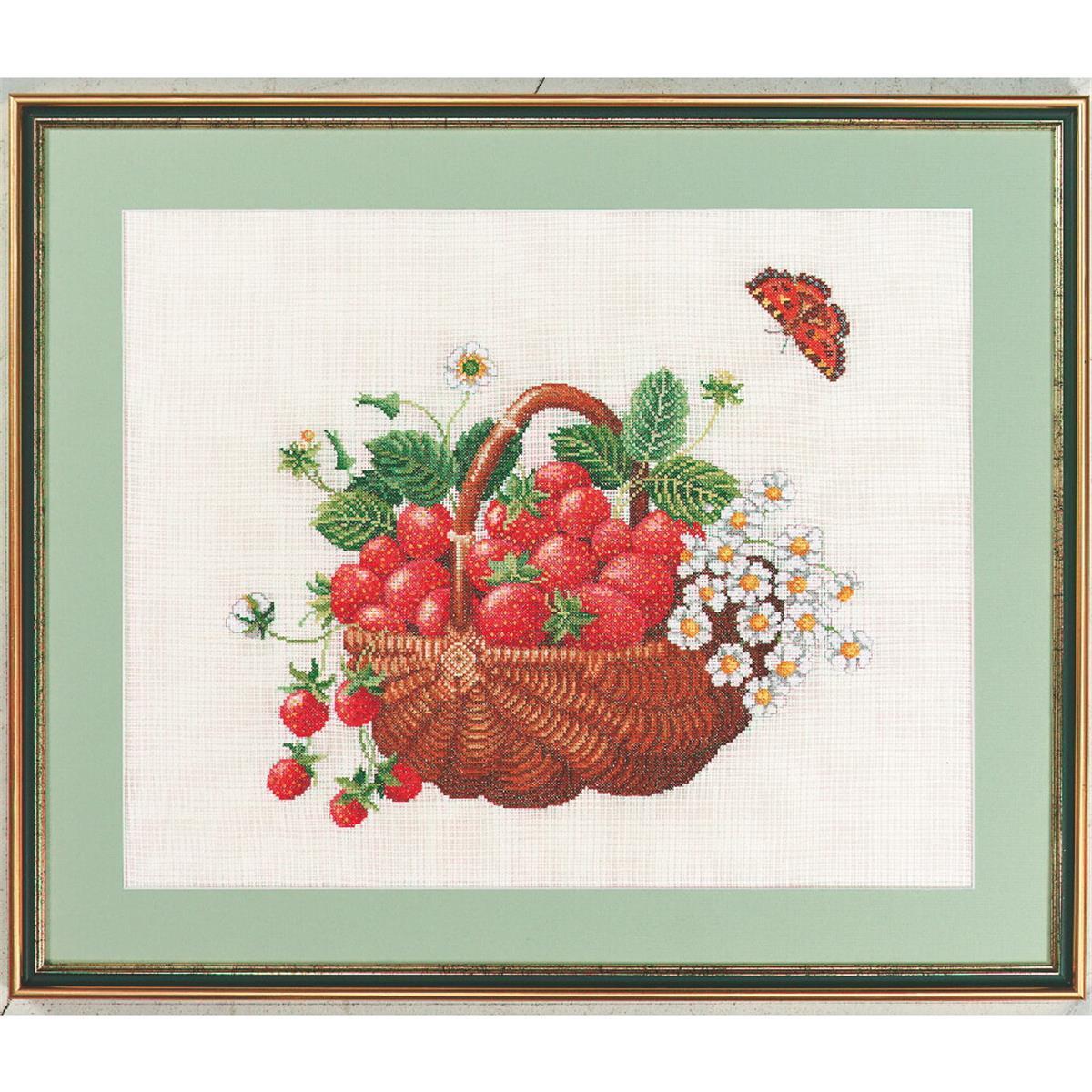 Eva Rosenstand counted cross stitch kit ""Basket with strawberries"", 50x60cm, DIY