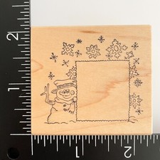 Great Impressions Snowman Winter Snow Snowflake Postage Frame E163 Rubber Stamp