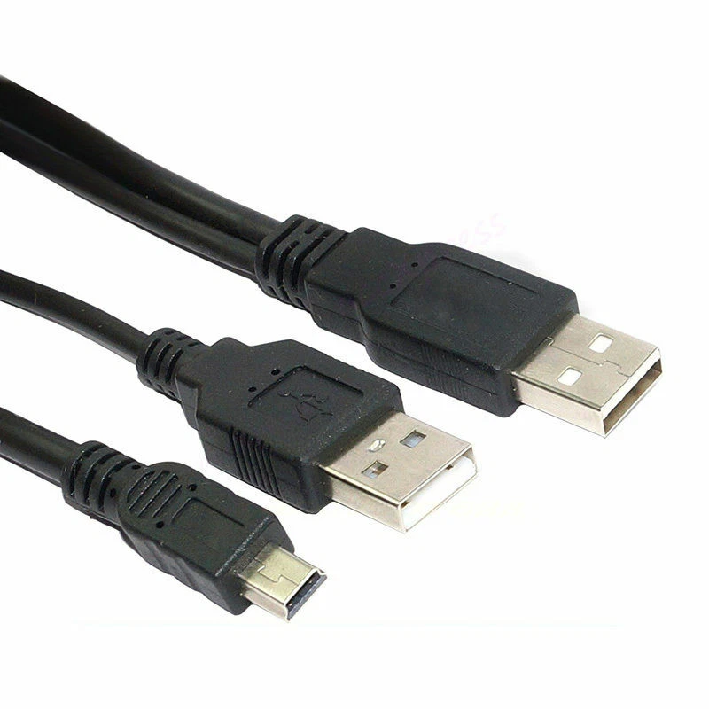 Mini B to Type A M/M Cable With USB Power Hard Drive HDD Cord USB 2.0 HighSpeed - Image 3 of 4