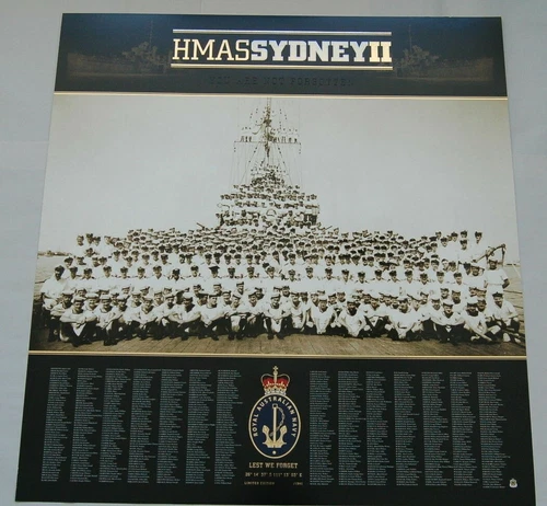 THE SPIRIT OF ANZAC HMAS SYDNEY II ANZACS WW2 LIMITED EDITION MILITARY PRINT