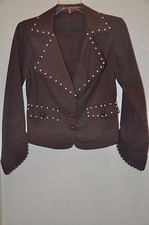 Brown Long-Sleeved Women's Cotton Blazer - Medium