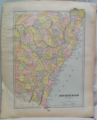 CRAMS ATLAS MAP PAGE PLATE OF AUSTRALIA NEW SOUTH WALES QUEENSLAND VICTORIA 1894