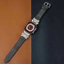 For Apple Watch Ultra 2  Ultra 49mm Band Genuine Leather Strap Metal Connector