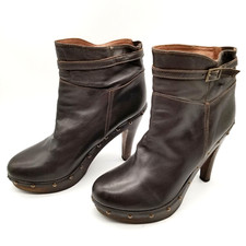 Jigsaw Womens Brown Leather  Stiletto Heel Platform Booties  US 9.5 EU 40