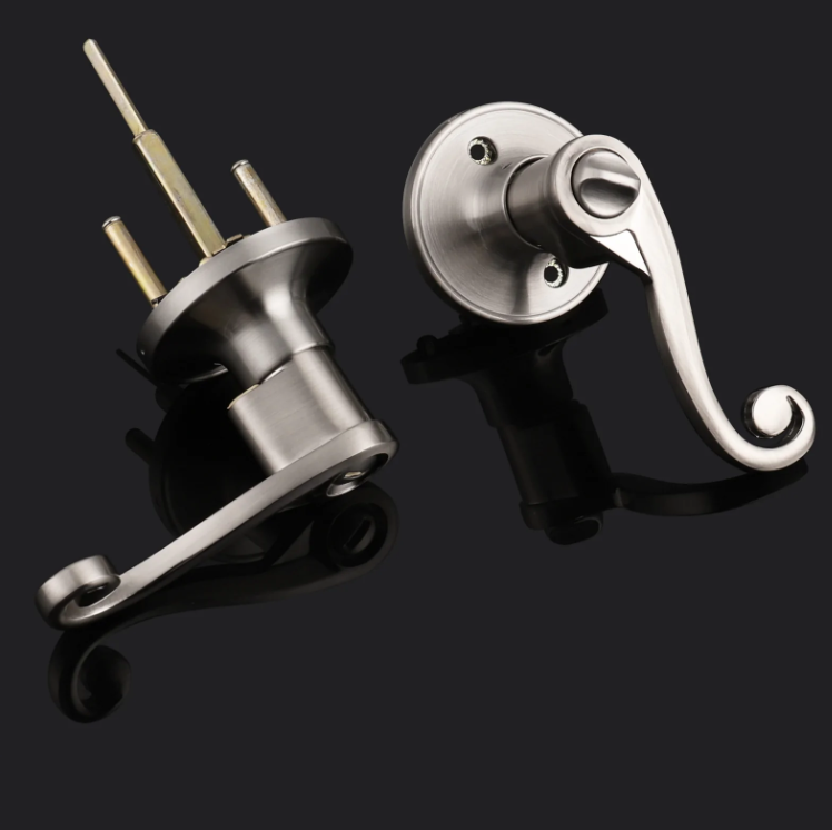 Probrico Privacy Door Knob Levers, Keyless Locking for Interior/Bed/Bath DL851AS-image