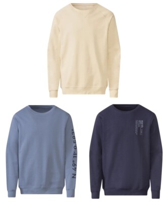 LIVERGY Herren Sweatshirt Pullover mit Rundhalsausschnitt - Beige Hellblau Navy