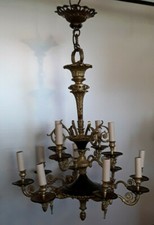 Deckenlampe Deckenkrone Kronleuchter 12 flammig antik Messing Bronce Sammler rar