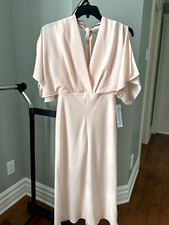 Topshop Batwing Plunge Tea Length Dress In Pink Size 6 US / 10 UK $150