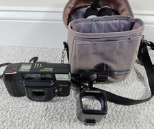 Vintage Fuji 35mm Film Camera DL-400 TELE with Flash and Tele Converter in Bag