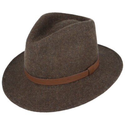 Wollfilz Fedora Hut breite Krempe Handarbeit Premium Fedora Leder Gürtel Riemen Hut