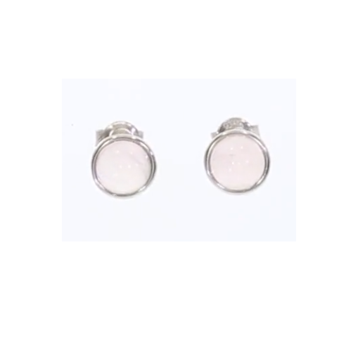 Boucles D'oreilles Puces En Quartz Rose Et Argent Massif 925 - 8 Mm - Neuf Avec étiquettes
