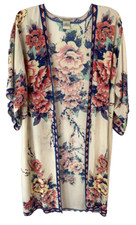 Flying Tomato Floral Duster Kimono Robe Multicolor Sz M/L Open Front Women Xi9