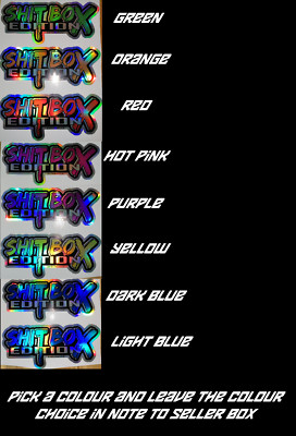 Sh*t Box Edition x 1 Oil Slick Chrom Silber Lustiger Autoaufkleber JDM DUB gehackt