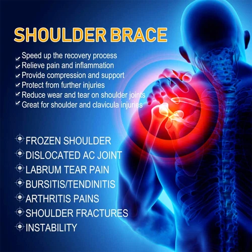 Shoulder Brace Support Compression Sleeve Torn Rotator Cuff Joint Pain Relief - Imagen 13 de 15