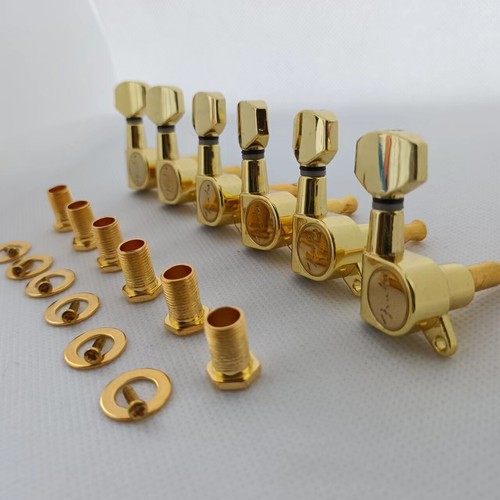 Musiclily Pro 6 In Linea Meccaniche Per Chitarra Elettrica Stratocaster Telecaster, Kidney Button Cromato - Foto 4