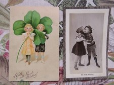 2 Vintage 1910s Irish Wooing and Irish Luck Real Photo Postcards