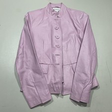 Pastel Pink Shacket Button Up Genuine Leather Jacket Chadwicks Womens Sz: 4