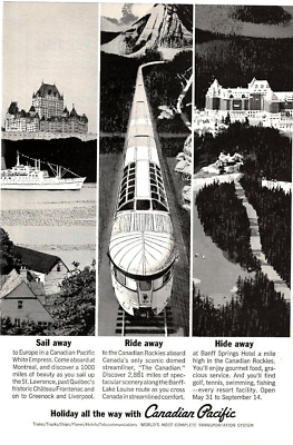 1963 Printanzeige Canadian Pacific Sail away Ride away Hide away kompletter Transport