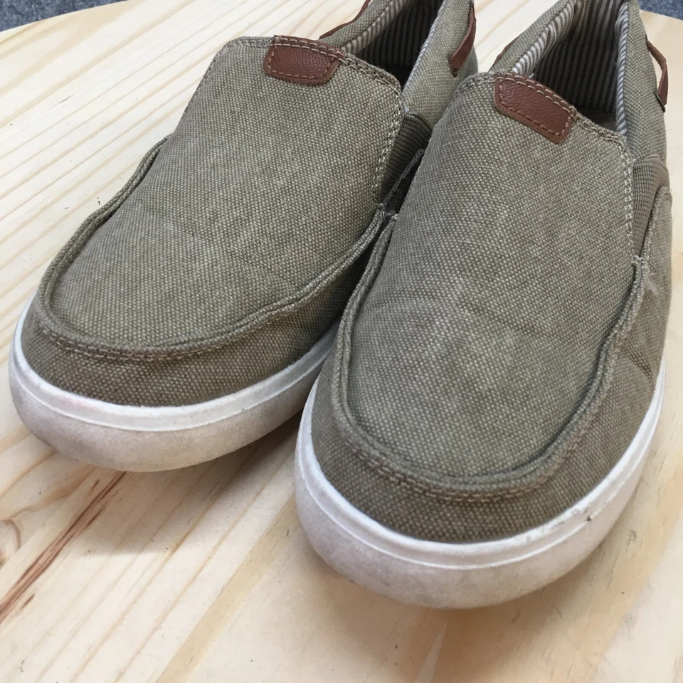 Magellan Shoes Youth 4 Casual Slip On Loafer 162203 Brown Canvas Moc Toe Comfort - Image 4 of 4