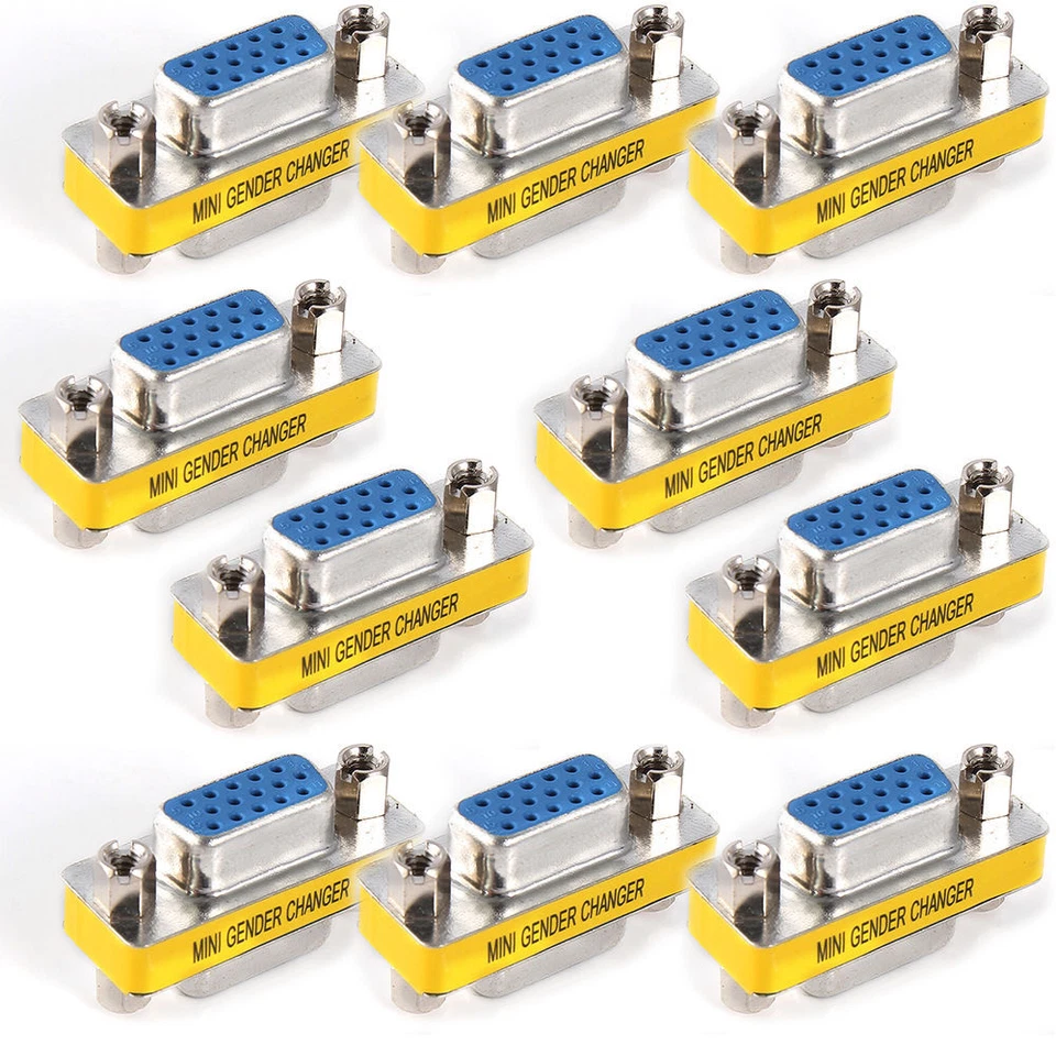 10 PCS VGA/SVGA 15 pin Port Saver VGA D-sub Female to Female Adapter Connector - Image 2 of 4