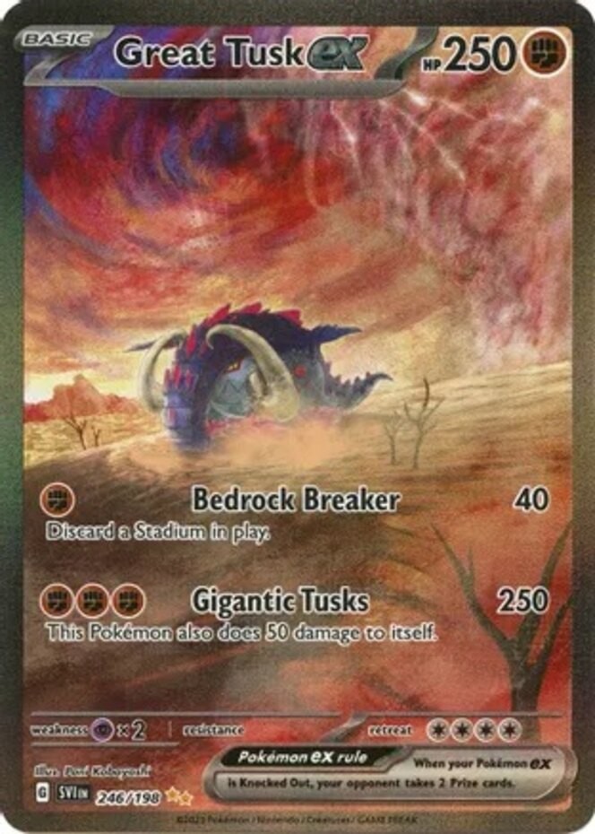 NM-Mint Great Tusk ex - 246/198 - Special Illustration Rare Pokemon Scarlet & Vi