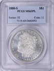 1880-S Morgan Silver Dollar PCGS MS 63 PL Prooflike Older Holder