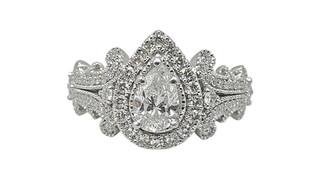 Vera Wang GIA 14K WG 0.49Ct F I1 Pear Shape DIA Engagement Ring Sz 6.75 4.8 dwt