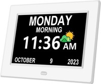 Dementia Clock with Day and Date for Seniors Large Digital Medication Reminder