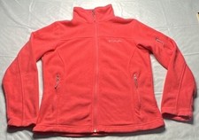 Columbia W Coral Pink Fleece Full Zip Jacket M Outdoor Hiking Zip Pockets