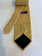 Talbots Silk Men's Tie. Woven In Italy. Made In USA. Yellow Rust Foulard Design.