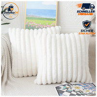 Kissenbezug 50X50 Creme Weiß PlüSch 2Er Set Deko Kissen FüR Wohnzimmer