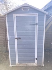Used Grey Plastic Garden Shed Outdoor Storage 198cm Tall 116x95cm