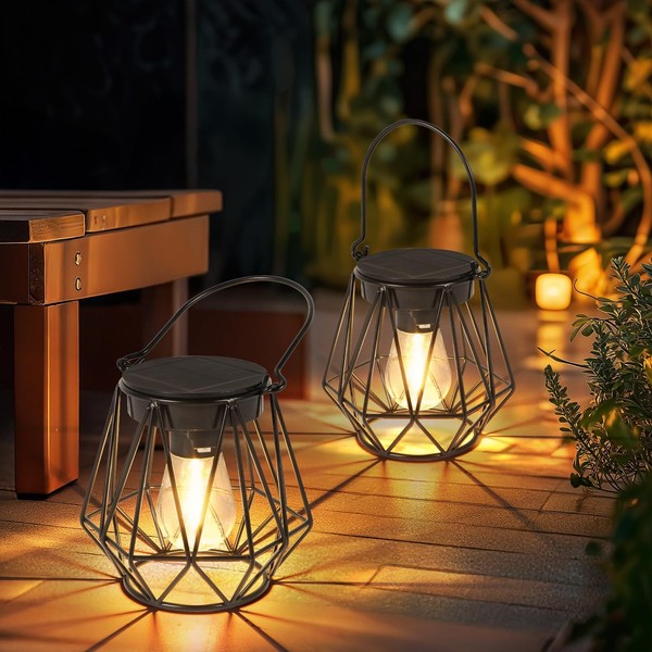 Solarlampen AußEn HäNgend Vintage LED Laterne IP65 Wasserdicht Garten Terrasse-image