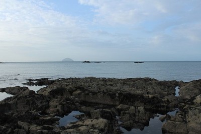 Photo 12x8 Scart Rock, Woodland Bay Girvan With view to the Ailsa Craig. c2017