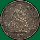 1861 Seated Liberty Half Dime Almost Uncirculated AU Coin #43059