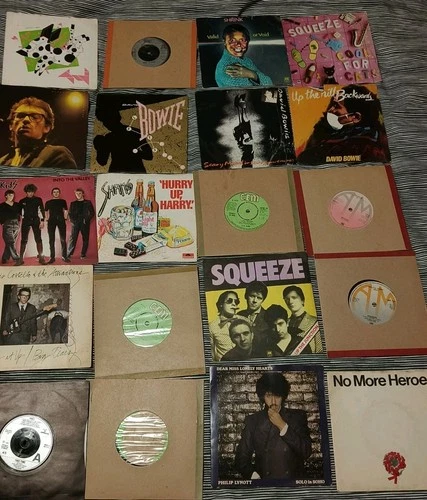 JOB LOT 20x PUNK INDIE RECORDS 7" SINGLES + DAVID BOWIE