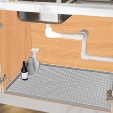 Under Sink Mat 37 x 22 for Kitchen Waterproof Silicone Under Kitchen Bathroom