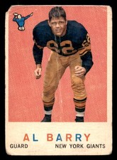 1959 Topps Al Barry Rookie RC Low Grade Set Break #138 Football Card. rookie card picture