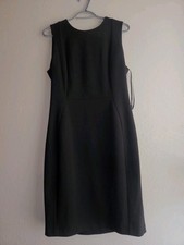Calvin Klein Black Sheath Dress Size 12 Gold Back Zipper Little Black Dress LBD