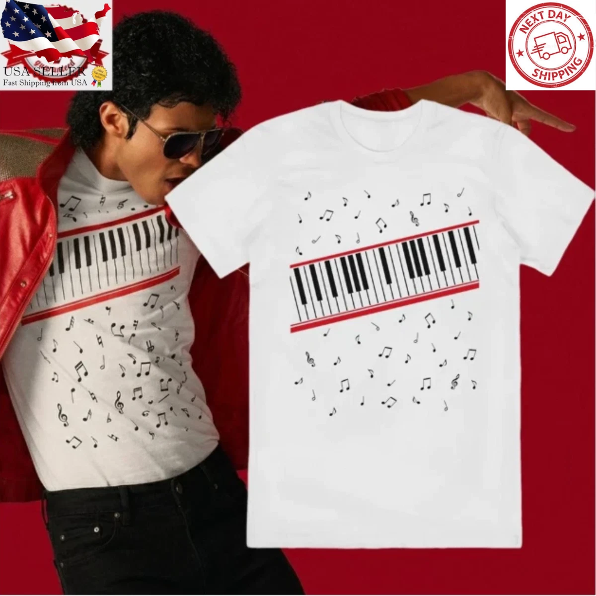 Michael Jackson Beat It Piano Keys Shirt Retro Pop Music Tee | eBay