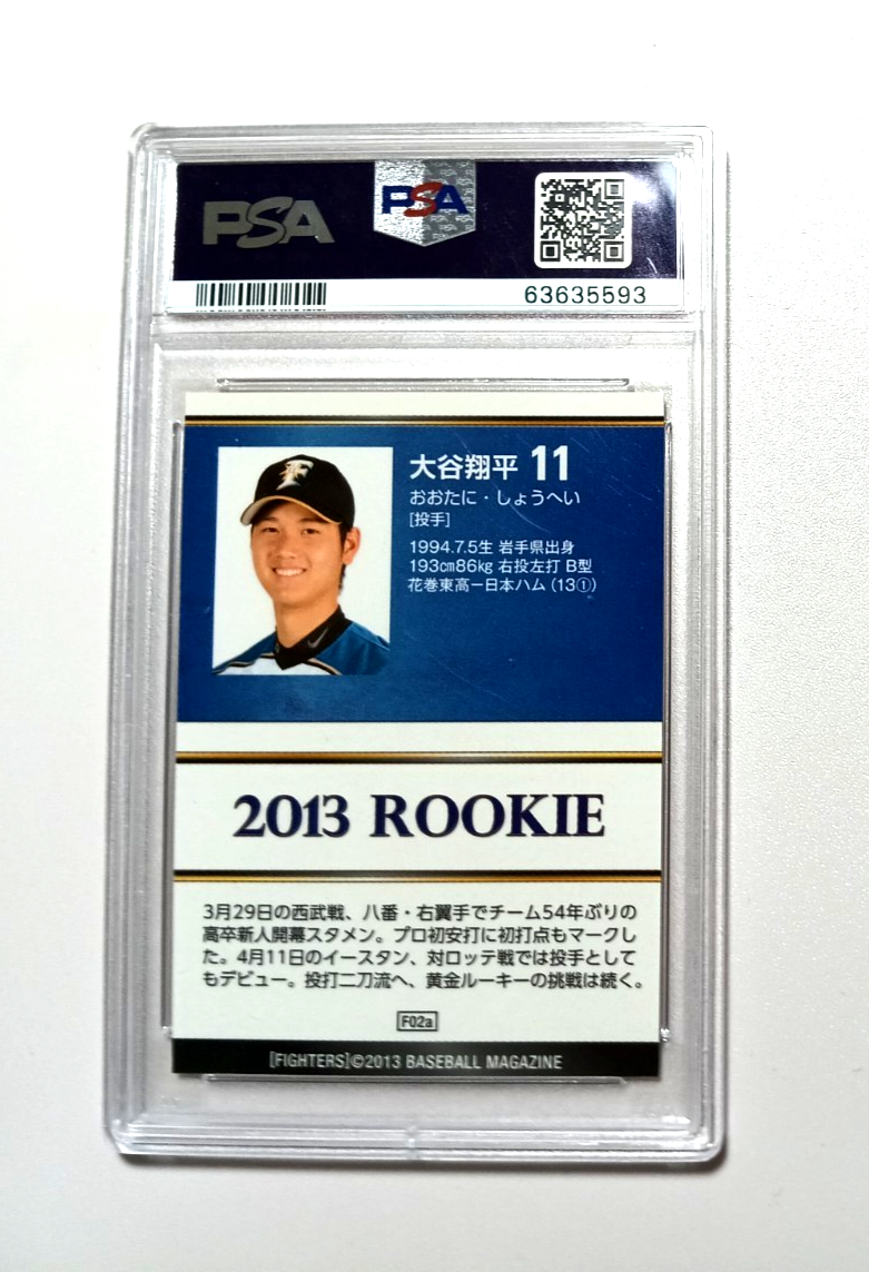 2013 BBM GENESIS SHOHEI OHTANI ROOKIE RC #F02A FOIL PITCHING PSA 8