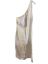 Madewell  Style NQ624 Size 00 Women’s White Linen One Shoulder Dress