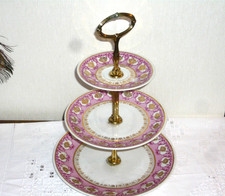 Etagere Porzellan 3 stufig 80er  vintage flieder gold