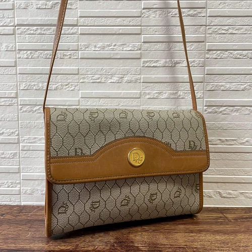 Sac bandoulière Dior nid d'abeille beige logo doré
